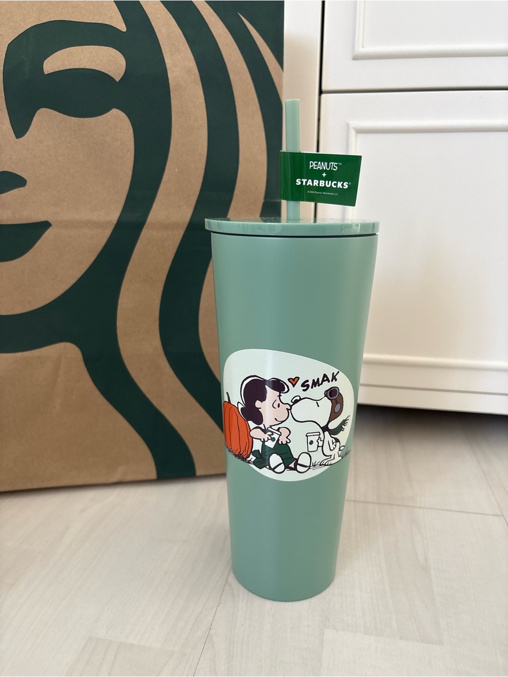 Starbucks Peanuts Snoopy Charlie Brown “SMAK” Cold Cup 24oz Tumbler